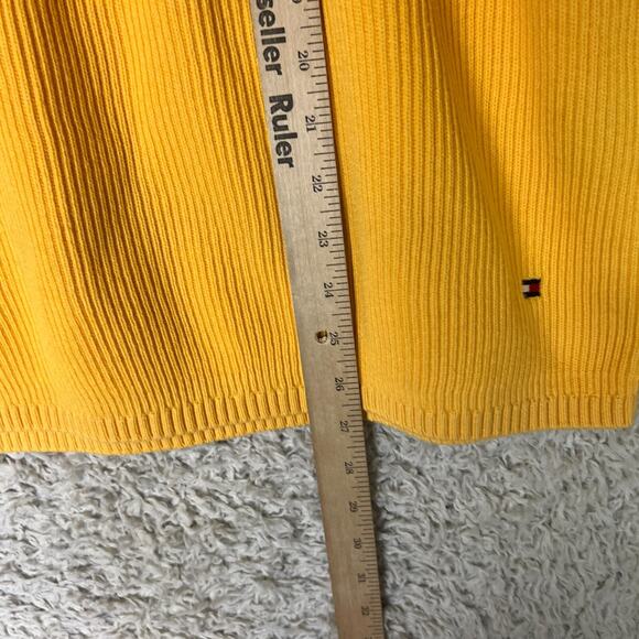 Tommy Hilfiger Sweater Mens Large Yellow Knit Grandpa Dad 90s Y2K Pullover - Picture 3 of 9